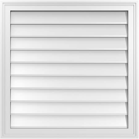 Ekena Millwork Vertical Surface Mount PVC Gable Vnt: Non-Functional, w/2"W x 1-1/2"H, Brickmould Frame, 28"W x 28"H GVPVE28X2802SN